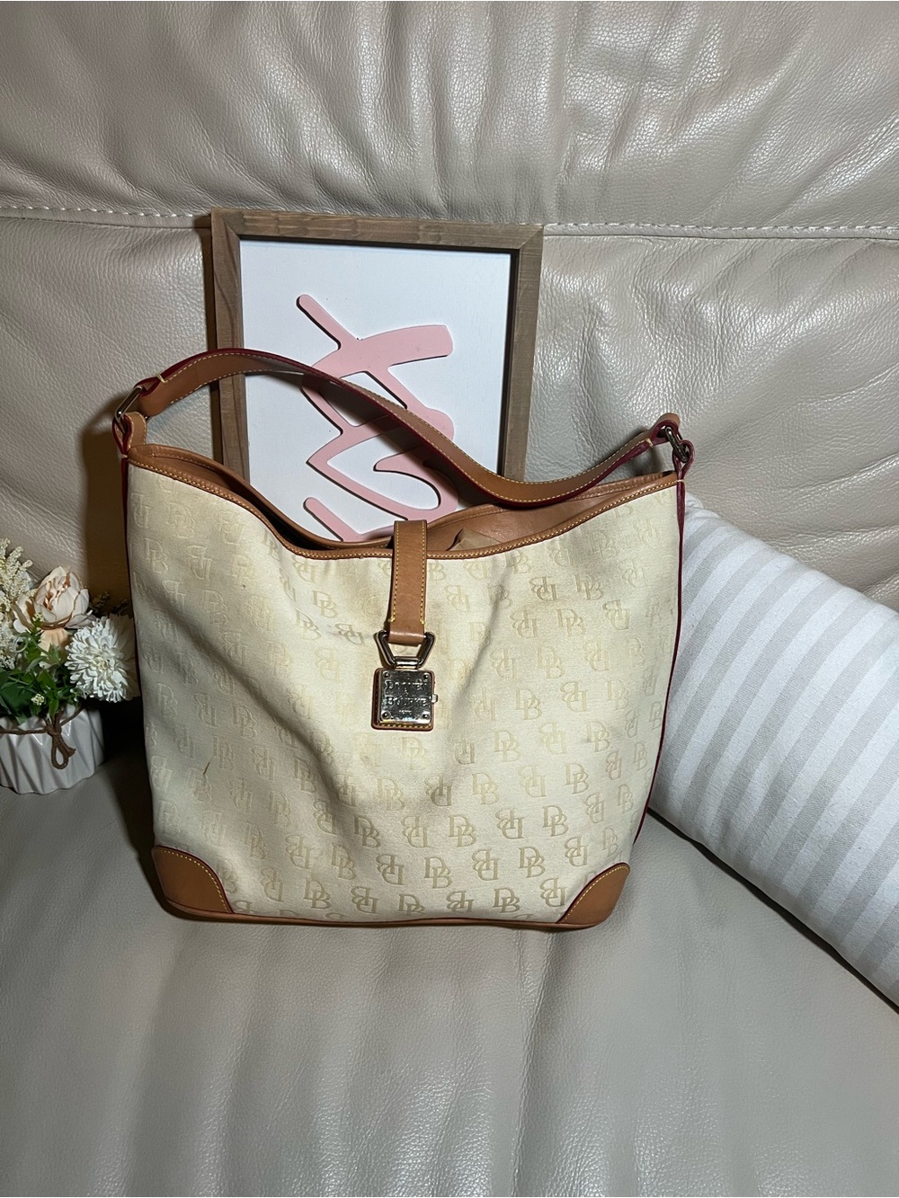Vintage Dooney & Bourke Monogram Hobo Buckle Bag